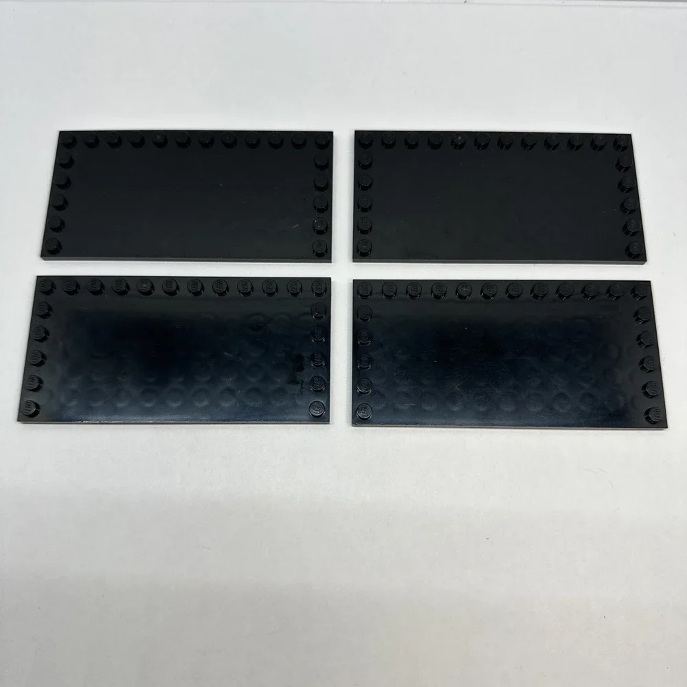 Lego Part # 06718 Black Tile Modified 6x12‎ With Studs On Edges Lot Of 4